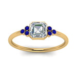 Load image into Gallery viewer, petite-bezel-set-asscher-cut-diamond-engagement-ring-with-sapphire-in-yellow-gold-FD9175ASRGSABLANGLE5-NL-YG
