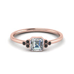 Load image into Gallery viewer, petite-bezel-set-asscher-cut-engagement-ring-with-black-diamond-in-rose-gold-FD9175ASRGBLACK-NL-RG
