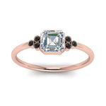 Load image into Gallery viewer, petite-bezel-set-asscher-cut-engagement-ring-with-black-diamond-in-rose-gold-FD9175ASRGBLACKANGLE5-NL-RG
