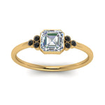 Load image into Gallery viewer, petite-bezel-set-asscher-cut-engagement-ring-with-black-diamond-in-yellow-gold-FD9175ASRGBLACKANGLE5-NL-YG
