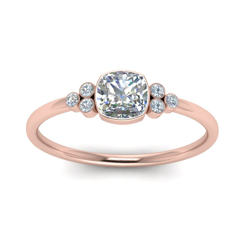Petite Cushion Bezel Simple Engagement Ring – Fascinating Diamonds