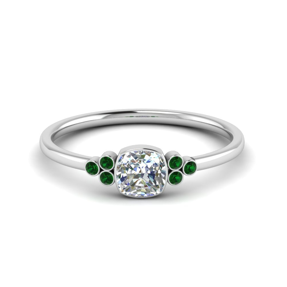petite-bezel-set-cushion-cut-diamond-engagement-ring-with-emerald-in-white-gold-FD9175CURGEMGR-NL-WG