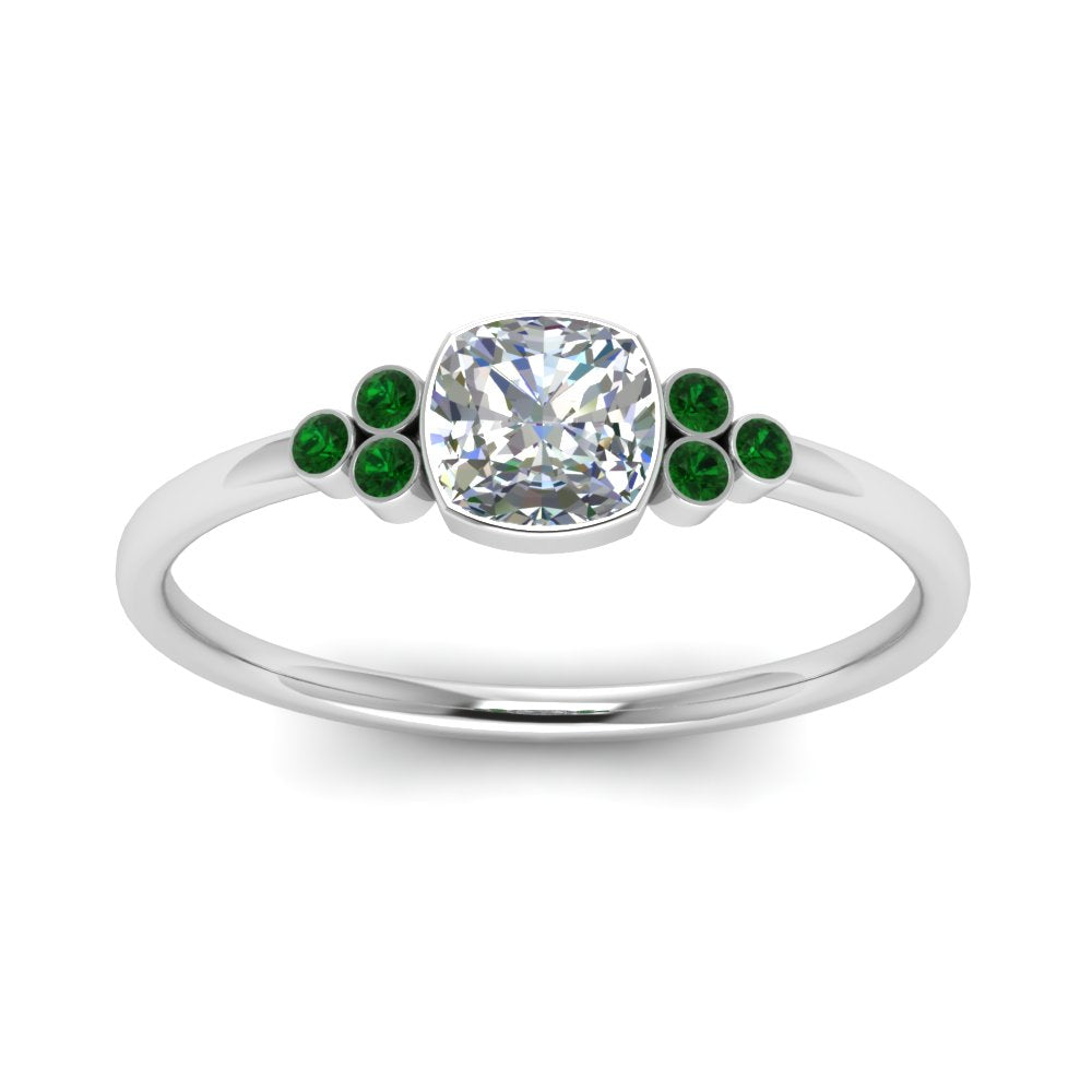petite-bezel-set-cushion-cut-diamond-engagement-ring-with-emerald-in-white-gold-FD9175CURGEMGRANGLE5-NL-WG