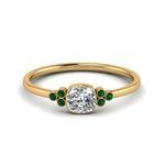 Load image into Gallery viewer, petite-bezel-set-cushion-cut-diamond-engagement-ring-with-emerald-in-yellow-gold-FD9175CURGEMGR-NL-YG
