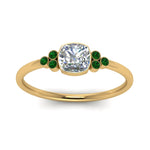 Load image into Gallery viewer, petite-bezel-set-cushion-cut-diamond-engagement-ring-with-emerald-in-yellow-gold-FD9175CURGEMGRANGLE5-NL-YG
