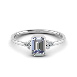 Emerald Bezel Simple Diamond Ring
