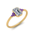 Load image into Gallery viewer, petite-bezel-set-emerald-cut-diamond-engagement-ring-with-purple-topaz-in-yellow-gold-FD9175EMRGVITOANGLE2-NL-YG
