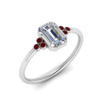 Load image into Gallery viewer, petite-bezel-set-emerald-cut-diamond-engagement-ring-with-ruby-in-white-gold-FD9175EMRGRUDRANGLE2-NL-WG
