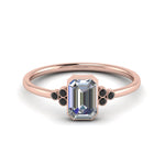 Load image into Gallery viewer, petite-bezel-set-emerald-cut-engagement-ring-with-black-diamond-in-rose-gold-FD9175EMRGBLACK-NL-RG

