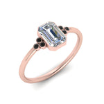 Load image into Gallery viewer, petite-bezel-set-emerald-cut-engagement-ring-with-black-diamond-in-rose-gold-FD9175EMRGBLACKANGLE2-NL-RG

