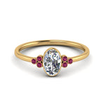 Load image into Gallery viewer, petite-bezel-set-oval-shaped-diamond-engagement-ring-with-pink-sapphire-in-yellow-gold-FD9175OVRGSADRPI-NL-YG

