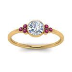 Load image into Gallery viewer, petite-bezel-set-round-cut-diamond-engagement-ring-with-pink-sapphire-in-yellow-gold-FD9175RORGSADRPIANGLE5-NL-YG
