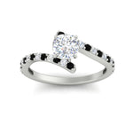 Load image into Gallery viewer, petite-bypass-cushion-cut-diamond-ring-with-black-diamond-in-FDENS3007CURGBLACK-NL-WG
