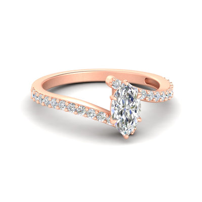 Petite Bypass Marquise Diamond Engagement Ring