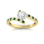 Load image into Gallery viewer, petite-bypass-round-cut-diamond-ring-with-emerald-in-FDENS3007RORGEMGR-NL-YG