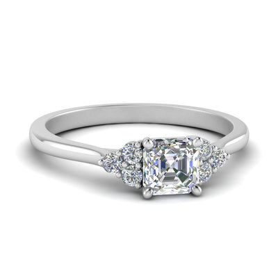 Asscher Cut Petite Cathedral Simple Diamond Ring
