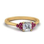 Load image into Gallery viewer, petite-cathedral-asscher-cut-diamond-engagement-ring-with-pink-sapphire-in-yellow-gold-FD9275ASRGSADRPI-NL-YG?v=1758264038
