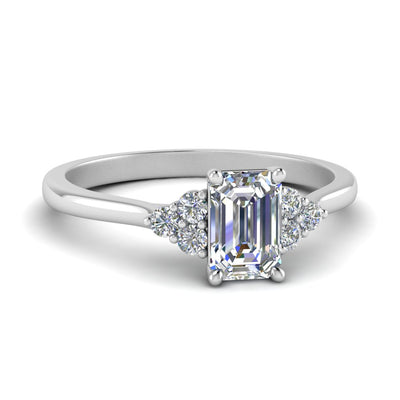 Emerald Cut Petite Cathedral Simple Engagement Ring