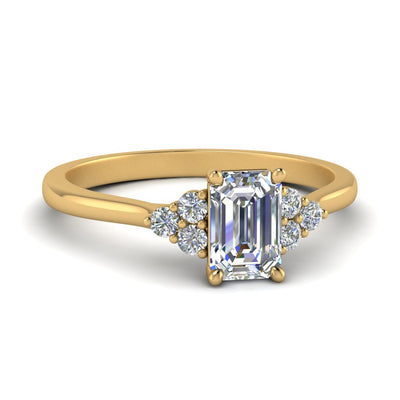 Emerald Cut Petite Cathedral Simple Diamond Ring