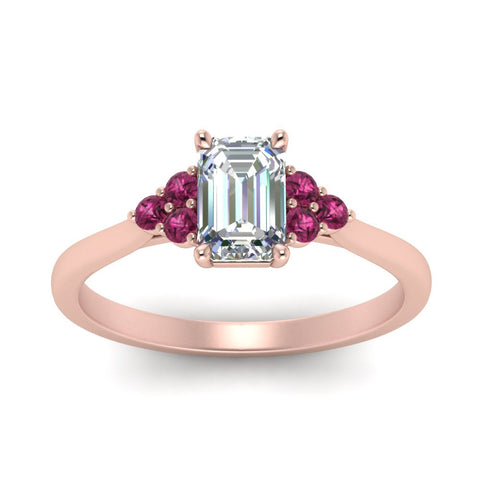 Emerald Cut Petite Cathedral Simple Diamond Ring