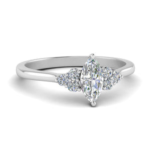 Marquise Cut Petite Cathedral Simple Diamond Ring