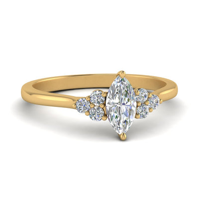 Marquise Cut Petite Cathedral Simple Diamond Ring