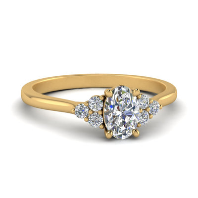 Oval Shaped Petite Cathedral Simple Diamond Ring