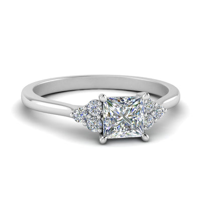 Princess Cut Petite Cathedral Simple Diamond Ring