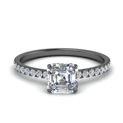 Asscher Diamond Half Coverage Hidden Halo Ring