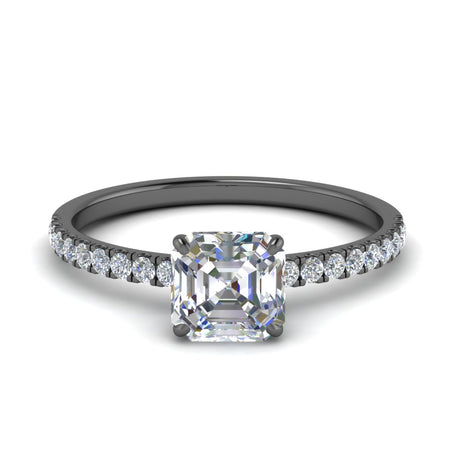 Asscher Diamond Half Coverage Hidden Halo Ring