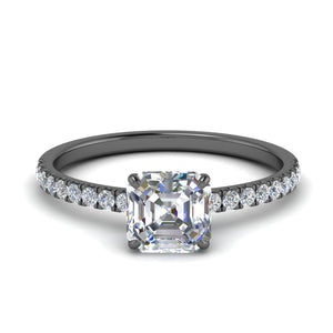 Asscher Cut Half Coverage Hidden Halo Ring