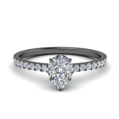 Pear Cut Half Coverage Hidden Halo Ring