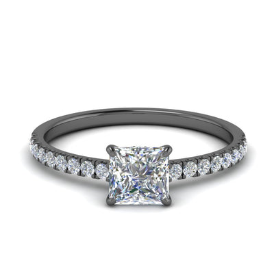 Princess Cut Half Coverage Hidden Halo Ring