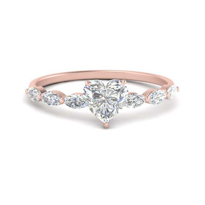Heart Shape Lab Grown Engagement Ring with Accent Stones