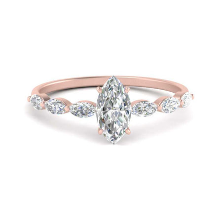 Marquise Cut Lab Created Diamond Ring with Accent Stones