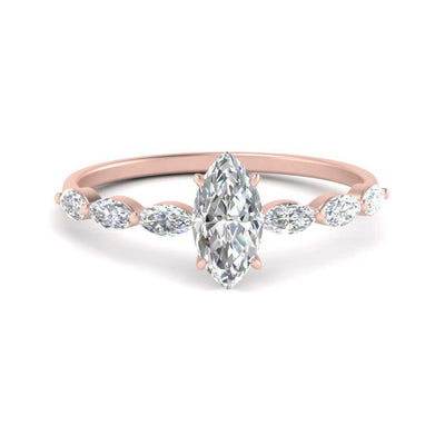 Marquise Cut Lab Created Diamond Ring with Accent Stones