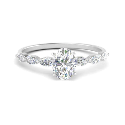 Oval Shape Petite Marquise Accent Diamond Ring