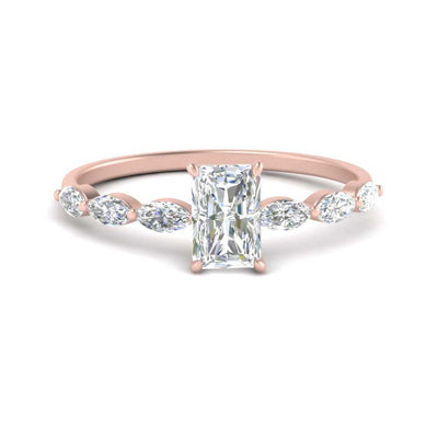 Radiant Cut Petite Lab Created Diamond Engagement Ring