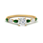Load image into Gallery viewer, petite-marquise-emerald-cushion-cut-engagement-ring-in-FD9939CURGEMGR-NL-YG