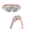 Load image into Gallery viewer, petite-micropave-asscher-cut-three-stone-diamond-engagement-ring-in-rose-gold-FD9383ASR-NL-RG