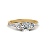 Load image into Gallery viewer, petite-micropave-asscher-cut-three-stone-diamond-engagement-ring-in-yellow-gold-FD9383ASR-NL-YG
