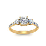 Load image into Gallery viewer, petite-micropave-asscher-cut-three-stone-diamond-engagement-ring-in-yellow-gold-FD9383ASR-NL-YG
