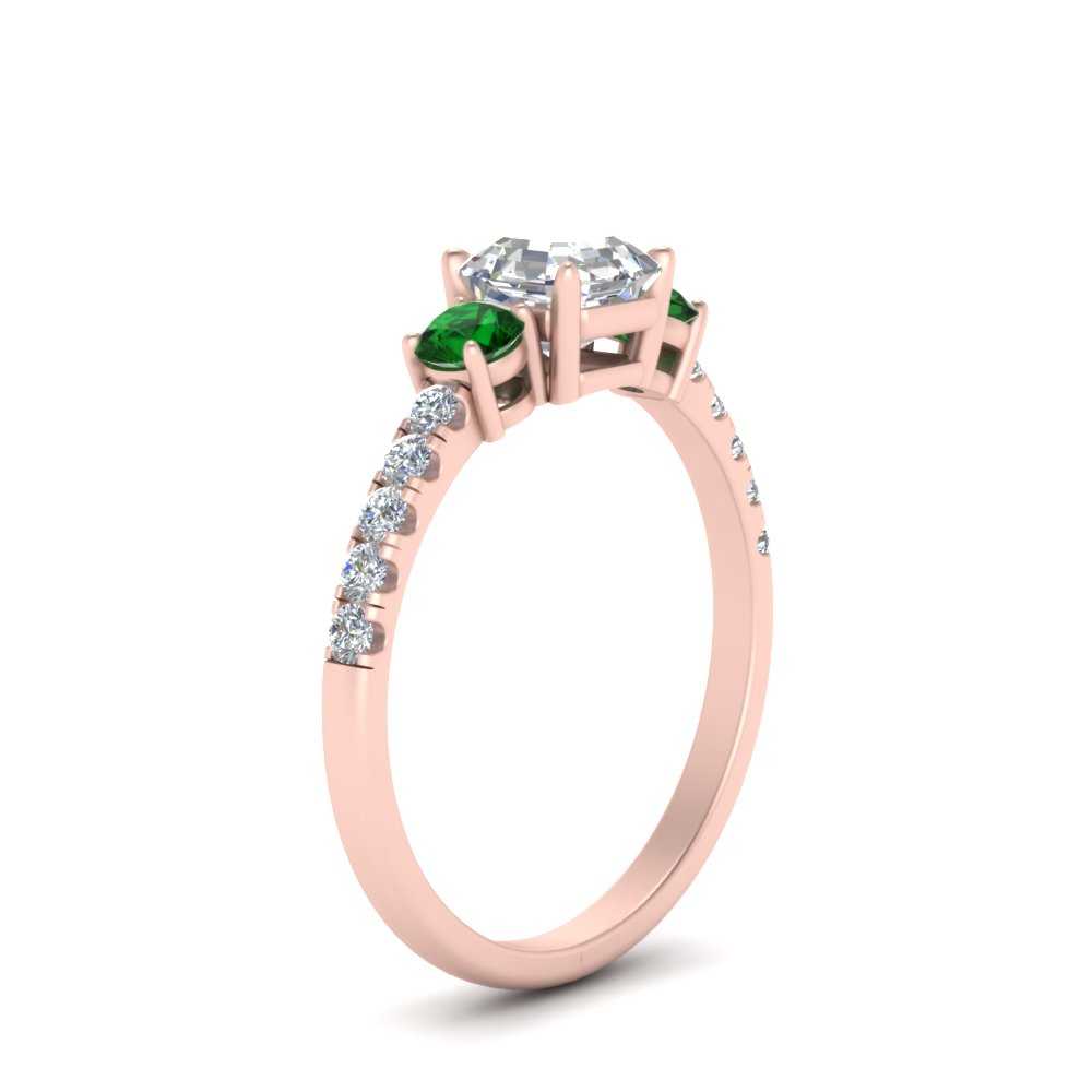 petite-micropave-asscher-cut-three-stone-diamond-engagement-ring-with-emerald-in-rose-gold-FD9383ASRGEMGR-NL-RG