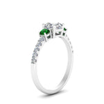 Load image into Gallery viewer, petite-micropave-asscher-cut-three-stone-diamond-engagement-ring-with-emerald-in-white-gold-FD9383ASRGEMGR-NL-WG
