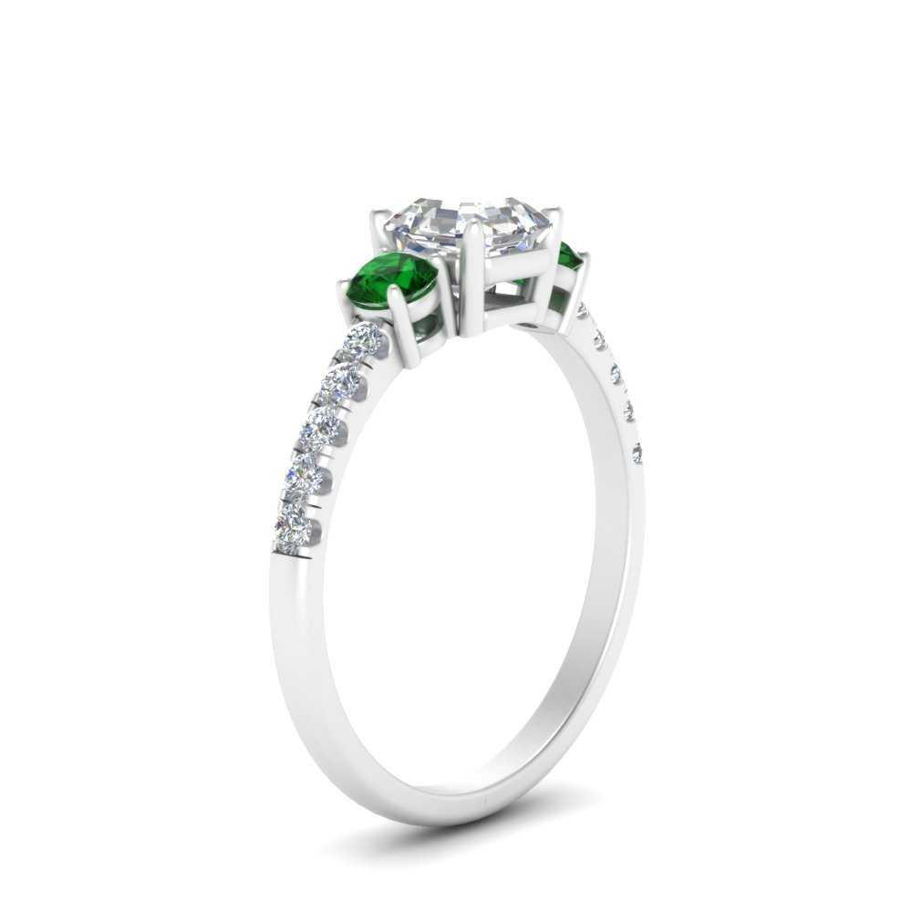 petite-micropave-asscher-cut-three-stone-diamond-engagement-ring-with-emerald-in-white-gold-FD9383ASRGEMGR-NL-WG