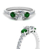 Load image into Gallery viewer, petite-micropave-asscher-cut-three-stone-diamond-engagement-ring-with-emerald-in-white-gold-FD9383ASRGEMGR-NL-WG