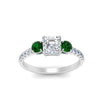 Load image into Gallery viewer, petite-micropave-asscher-cut-three-stone-diamond-engagement-ring-with-emerald-in-white-gold-FD9383ASRGEMGR-NL-WG