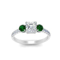 Thumbnail 55 - petite-micropave-asscher-cut-three-stone-diamond-engagement-ring-with-emerald-in-white-gold-FD9383ASRGEMGR-NL-WG