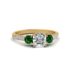 Load image into Gallery viewer, petite-micropave-asscher-cut-three-stone-diamond-engagement-ring-with-emerald-in-yellow-gold-FD9383ASRGEMGR-NL-YG