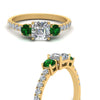 Load image into Gallery viewer, petite-micropave-asscher-cut-three-stone-diamond-engagement-ring-with-emerald-in-yellow-gold-FD9383ASRGEMGR-NL-YG